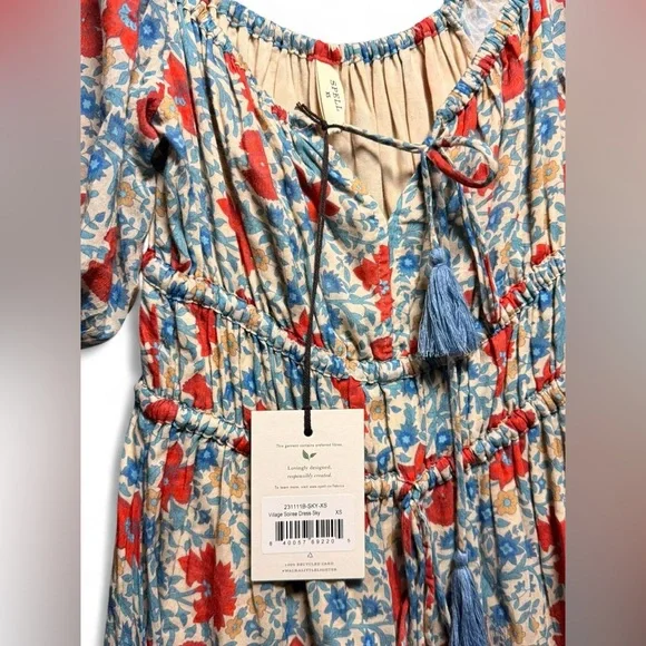 Spell Red and Blue Floral Long Sleeve Dress - Picture 5 of 7